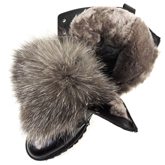 ALESSANDRO DI MARIA 🇮🇹 WOMEN'S BLACK LEATHER & FUR WINTER FASHION BOOTIE - Picture 6 of 9